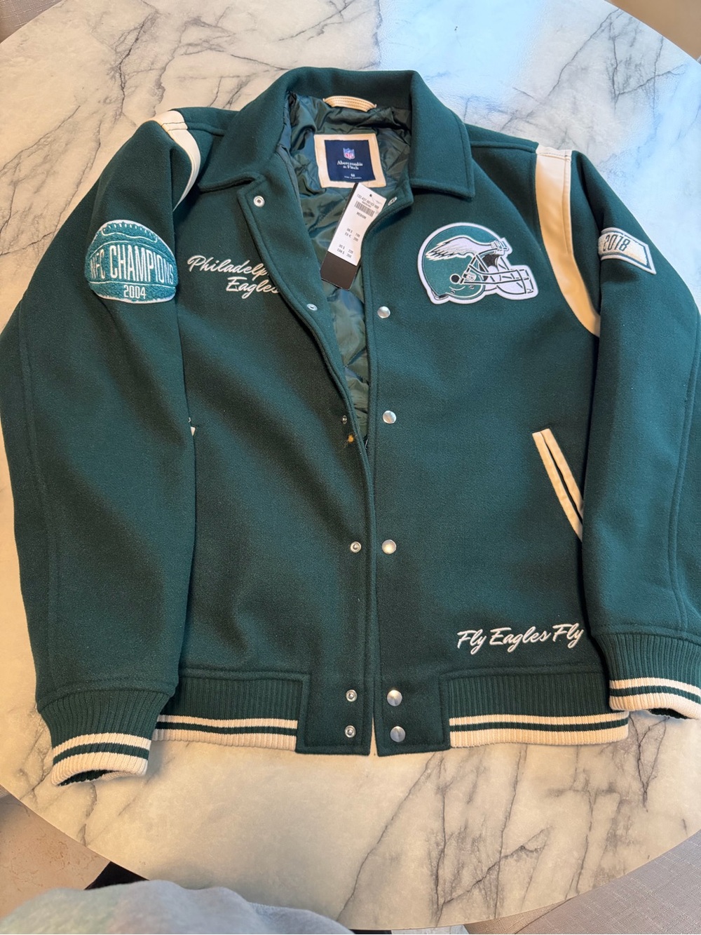 Abercrombie & Fitch Philadelphia Eagles Varsity Jacket, SZ M, Brand New